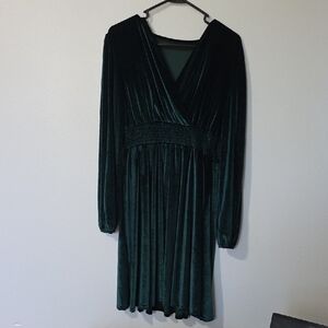 Elegant Green Velvet Dress